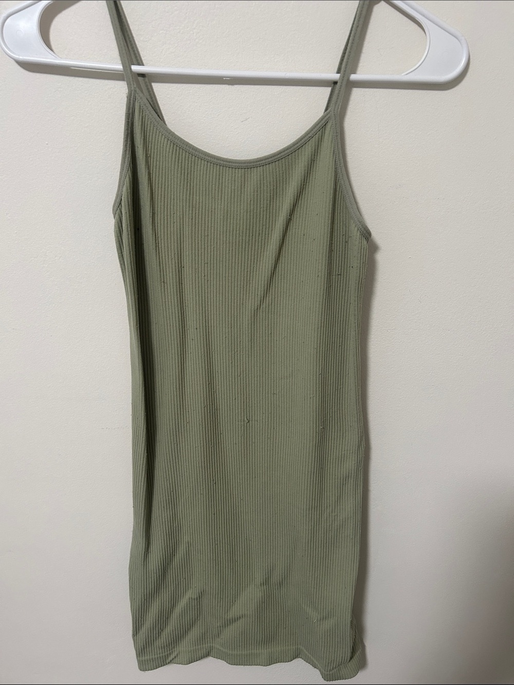 Love Nation Olive Green Ribbed Spaghetti Strap Mini Dress